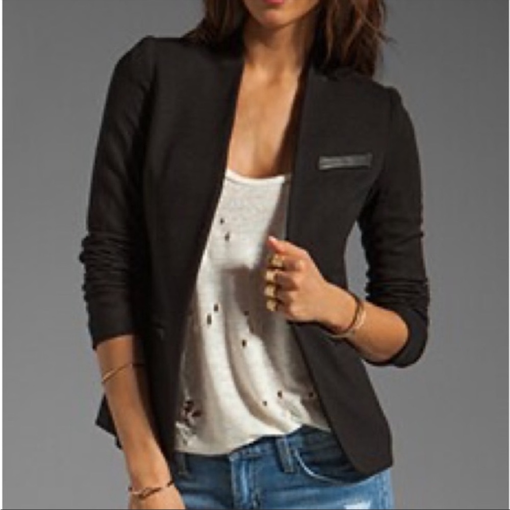 Bailey 44 Chassis Jacket Blazer Black Faux Leather Trim Womens Size Large